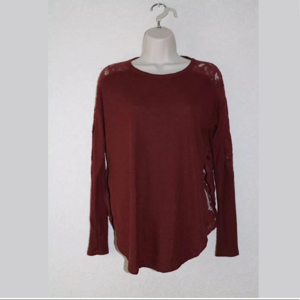 Forever 21 Lace Back Blouse - Burgendy - Sz. M
